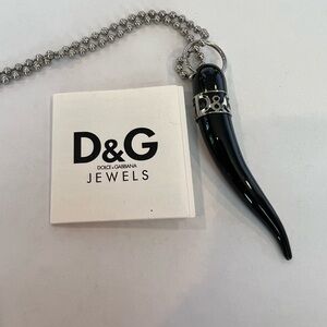 Rare D&G Dolce & Gabbana ball chain Italian black horn necklace pendant